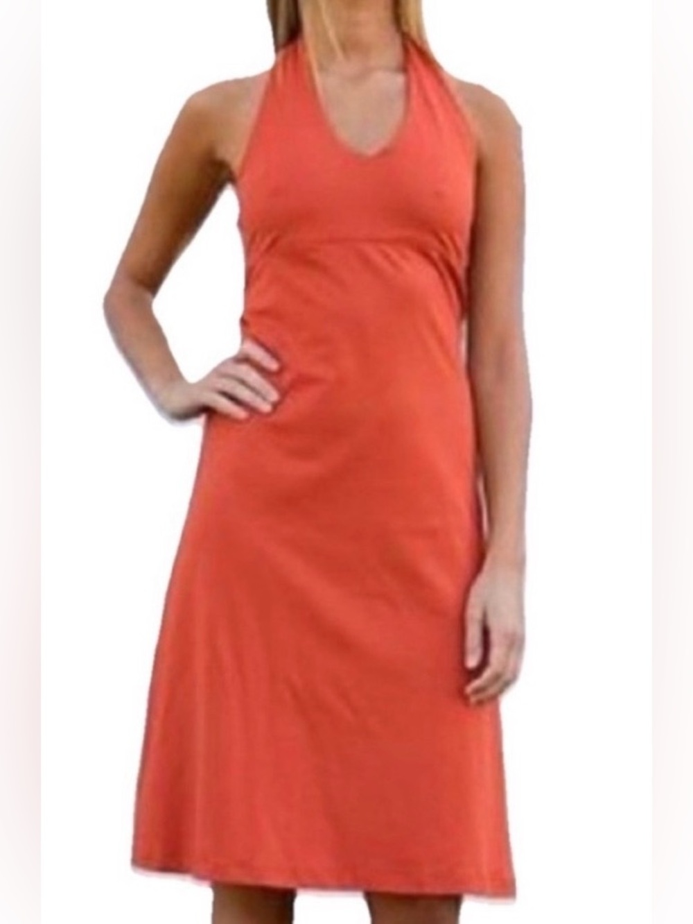 Patagonia Morning Glory Orange Halter Midi Dress, Medium